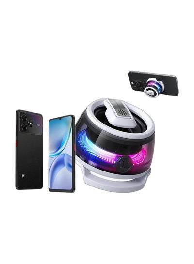 ZTE Blade A36 Dual SIM Nebula Black 4GB+8GB RAM 64GB 4G With Charger & Nubia Rock Speaker,Magnetic Portable Bluetooth Speaker, Cyber Transparent Design,3W Subwoofer White Bundle 64GB