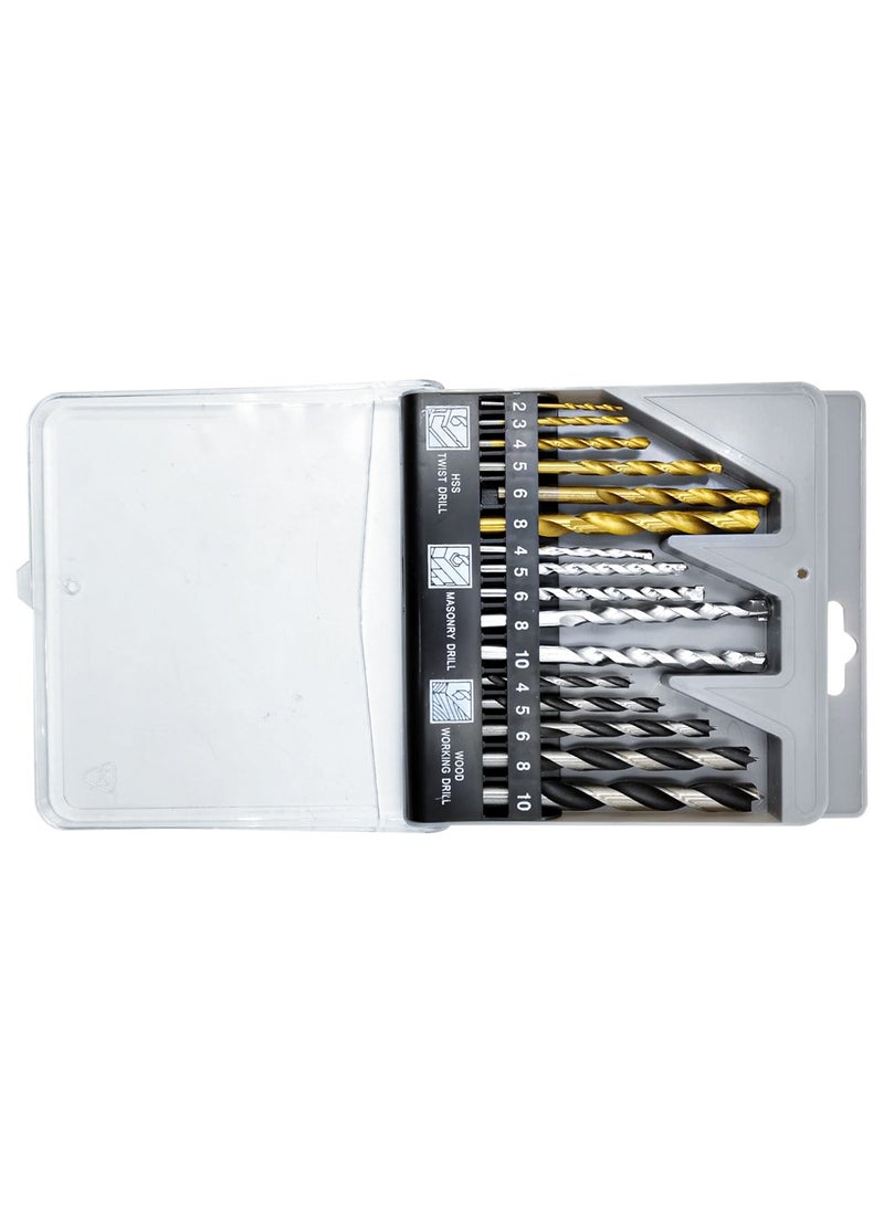 DEFAONS 16 Pcs Drill Bit Set With Hss Twist Drill Masonry Drill Woodworking Drill Quality Plastic Box  - Image 5