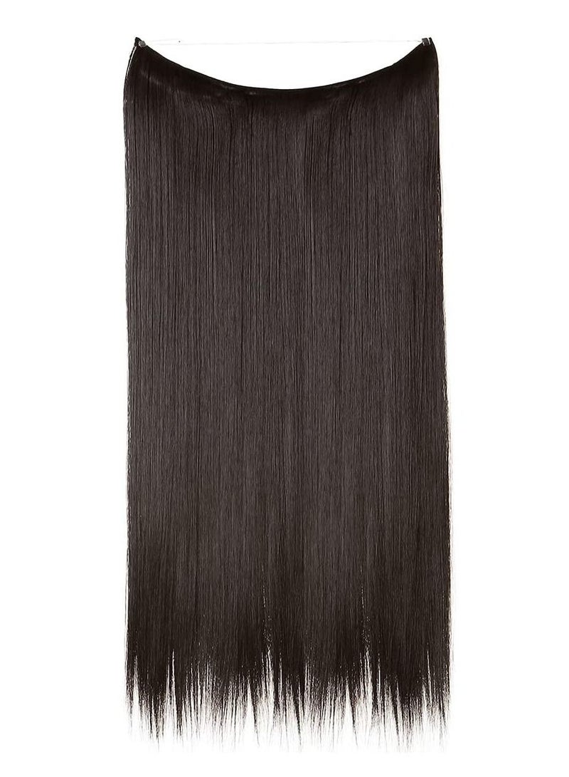 إستيل وصلات شعر مستقيمة سوداء وبنية قصيرة اصطناعية 3.2 أوقية عصابة رأس سلكية سرية للنساء ألياف مقاومة للحرارة بدون مشبك - Image 2