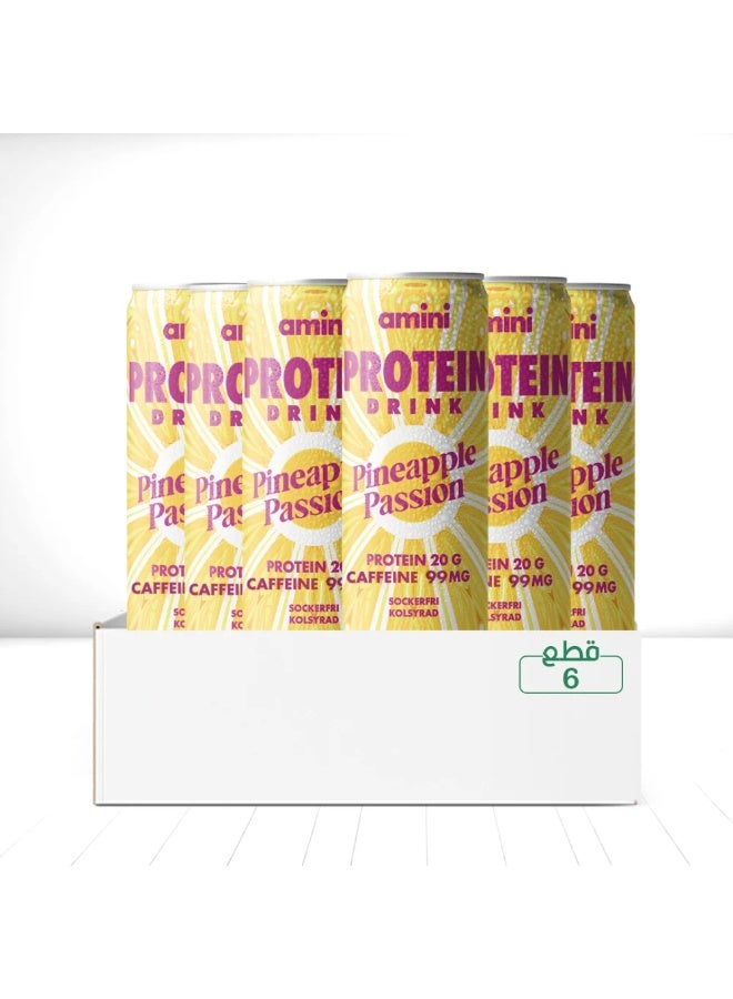 dovember Amini Protein Carbonated Drink Pineapple passion 6*330ml - Image 1