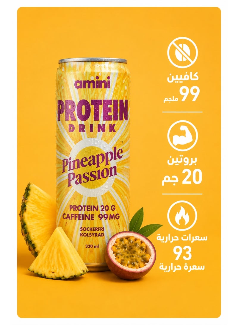 dovember Amini Protein Carbonated Drink Pineapple passion 6*330ml - Image 3