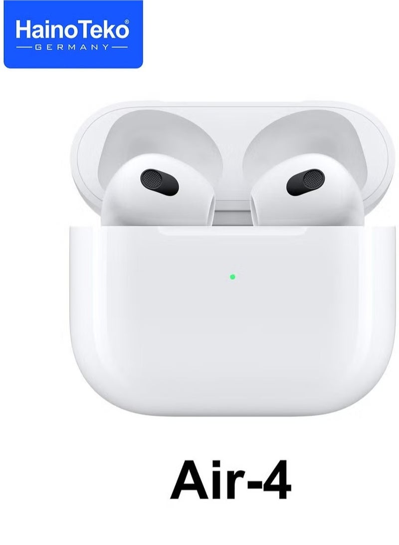 Haino Teko Germany Air4 Wireless Bluetooth Earphones – High Bass Sound Quality, Multifunctional Touch Control, Seamless Connectivity, Compatible with iPhones, White - Image 2