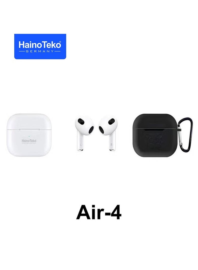 Haino Teko Germany Air4 Wireless Bluetooth Earphones – High Bass Sound Quality, Multifunctional Touch Control, Seamless Connectivity, Compatible with iPhones, White - Image 3