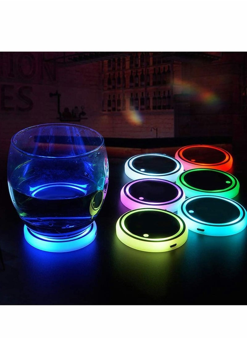 Y&D Car Cup Holder Coaster, 2PCS LED Coaster with 7 Colors Changing USB Charging Mat, Luminescent Pad Interior Atmosphere Lamp Decoration Light  - Image 3