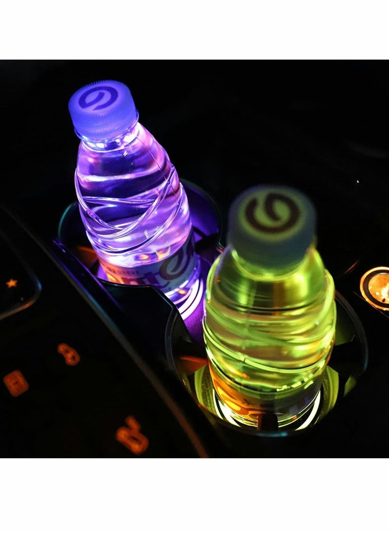 Y&D Car Cup Holder Coaster, 2PCS LED Coaster with 7 Colors Changing USB Charging Mat, Luminescent Pad Interior Atmosphere Lamp Decoration Light  - Image 2