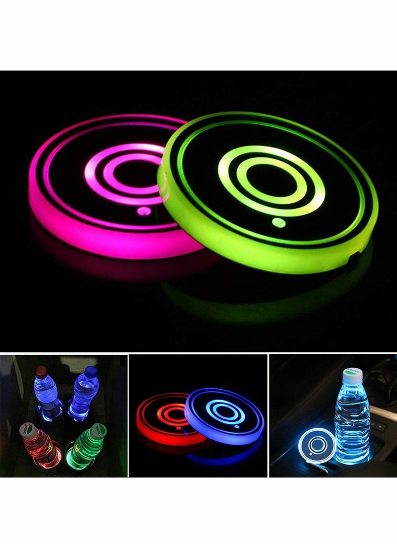 Y&D Car Cup Holder Coaster, 2PCS LED Coaster with 7 Colors Changing USB Charging Mat, Luminescent Pad Interior Atmosphere Lamp Decoration Light  - Image 1