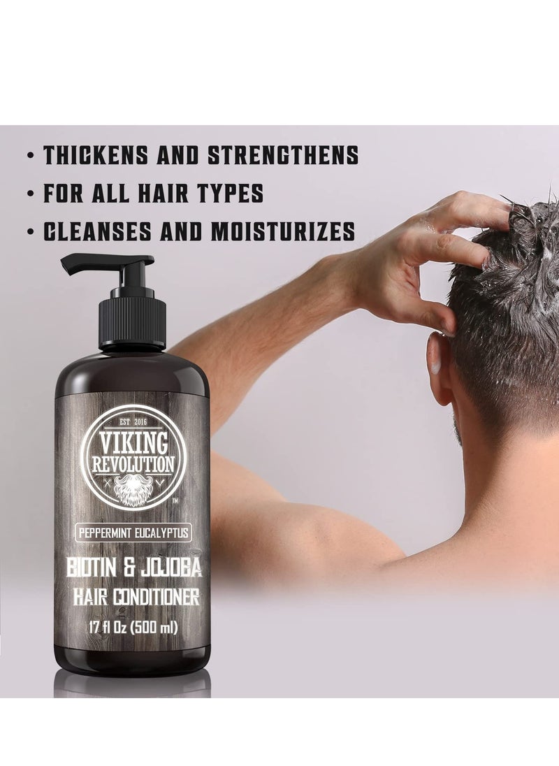 Viking Revolution Viking Revolution Biotin Mens Conditioner - Eucalyptus and Peppermint Conditioner with Jojoba Oil and Mint Oil - Peppermint Oil Hair Conditioner for Men - Conditioner for Dry Hair (17 Oz)  - Image 1