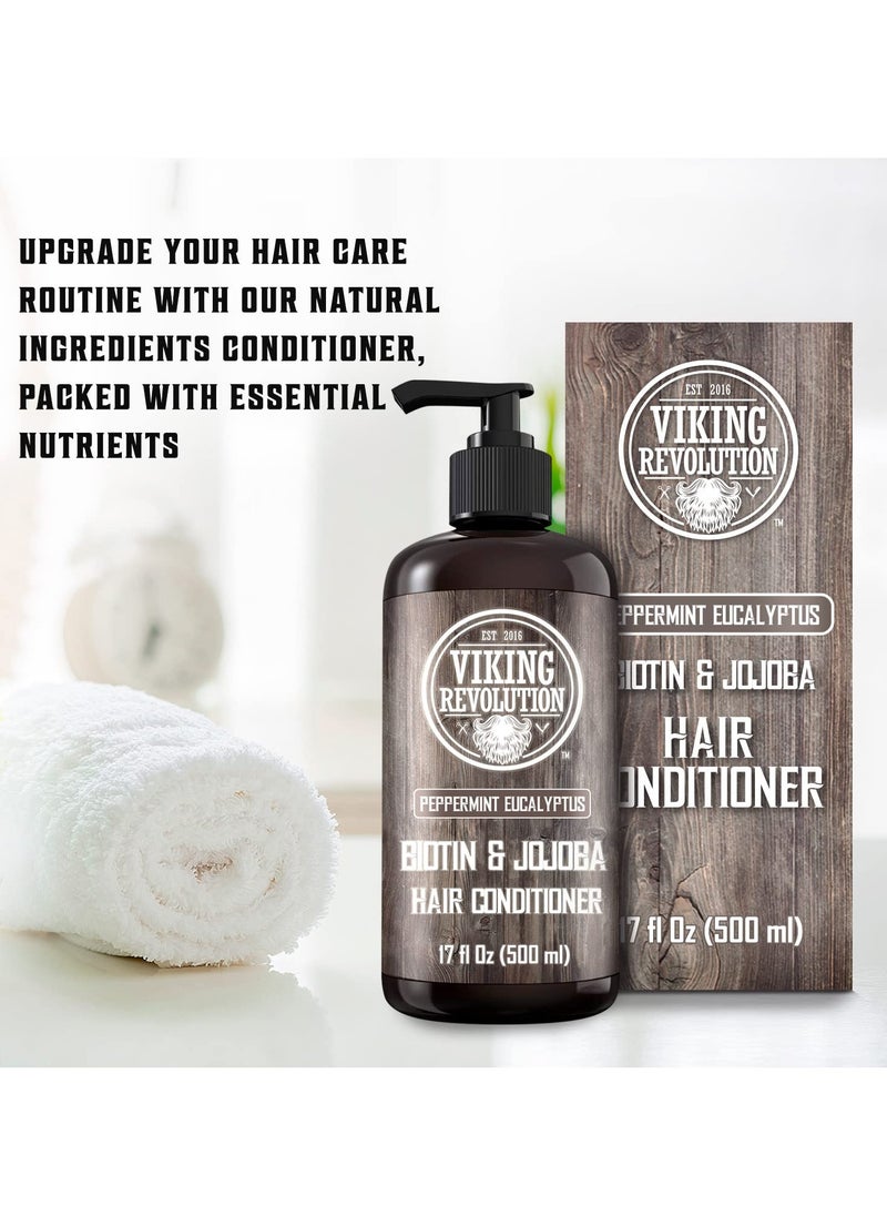 Viking Revolution Viking Revolution Biotin Mens Conditioner - Eucalyptus and Peppermint Conditioner with Jojoba Oil and Mint Oil - Peppermint Oil Hair Conditioner for Men - Conditioner for Dry Hair (17 Oz)  - Image 2