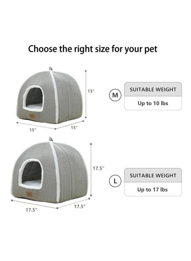 WINDRACING Cat Beds for Indoor Cats, Foldable Cat Bed Cave Cat House with Washable Cushions, Cat Bed for Kittens Small Pets, Cat Tent, Soft and Warm Indoor Cat House (Grey, M(15 x 15 x 15 Inch)) - Image 5