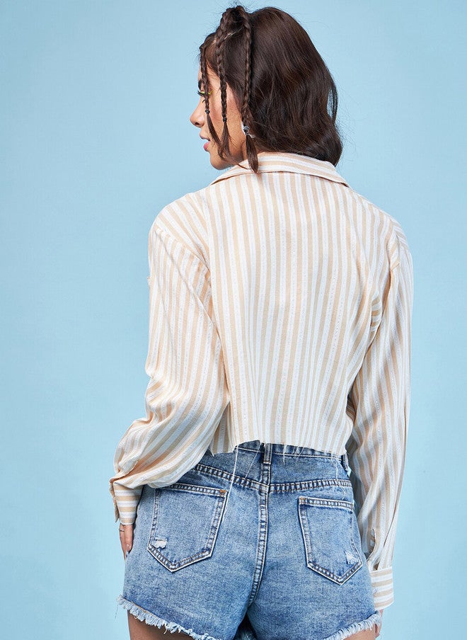 CHIMPAAANZEE Striped Crop Oversized Shirt - Image 5