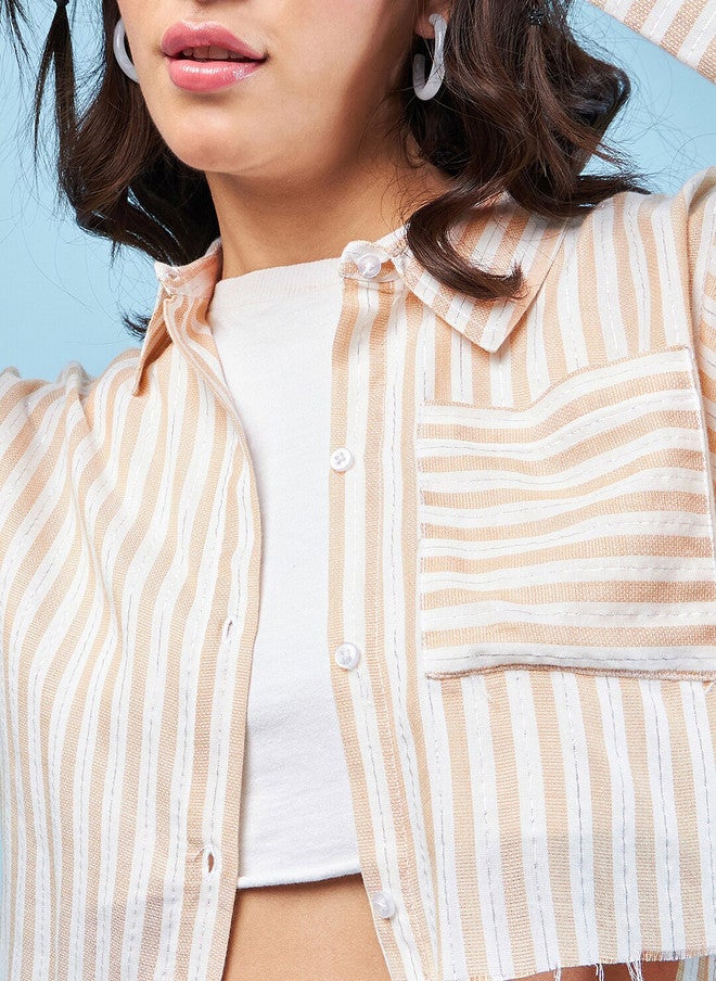 CHIMPAAANZEE Striped Crop Oversized Shirt - Image 2