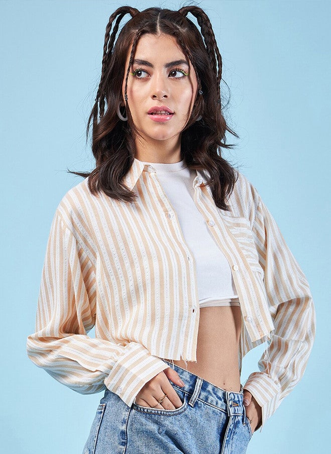 CHIMPAAANZEE Striped Crop Oversized Shirt - Image 3