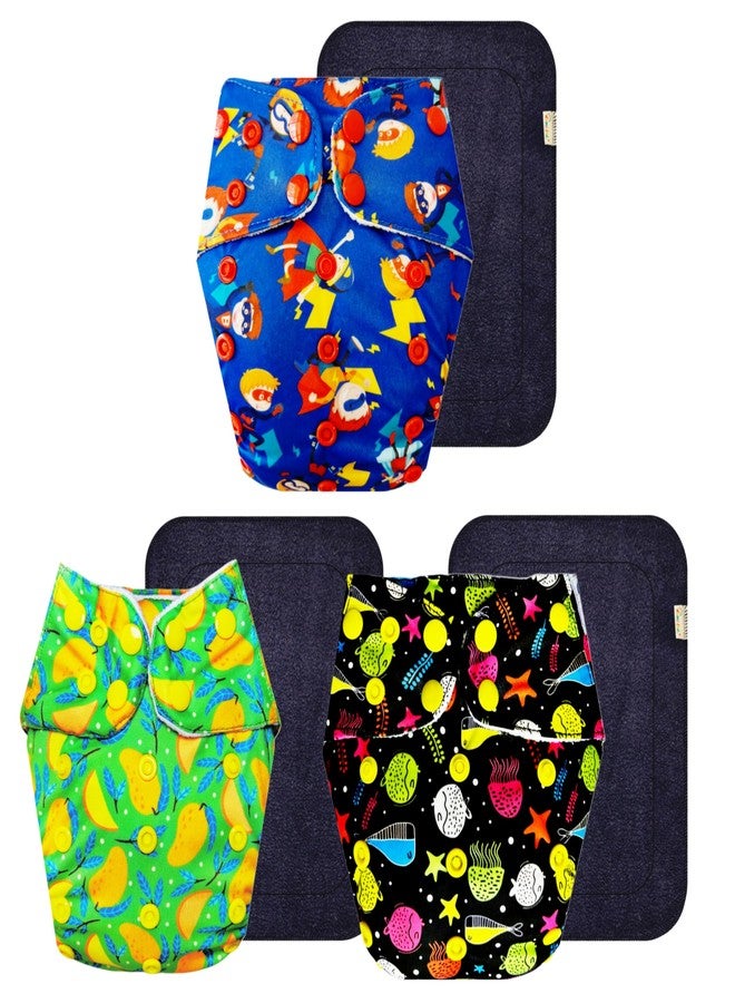 Dumbledo Premium Cloth Diaper with Black Insert (Pack of 3) | Soft & Gentle | Leakproof | Quick Dry | All-Day Wear | 3 Months - 3 Years | Unisex Baby - Image 1