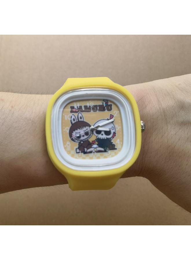 Square Bubble Mart Labubu Watch Silicone Quartz Student Labubu Thailand Explosions Cartoon New 