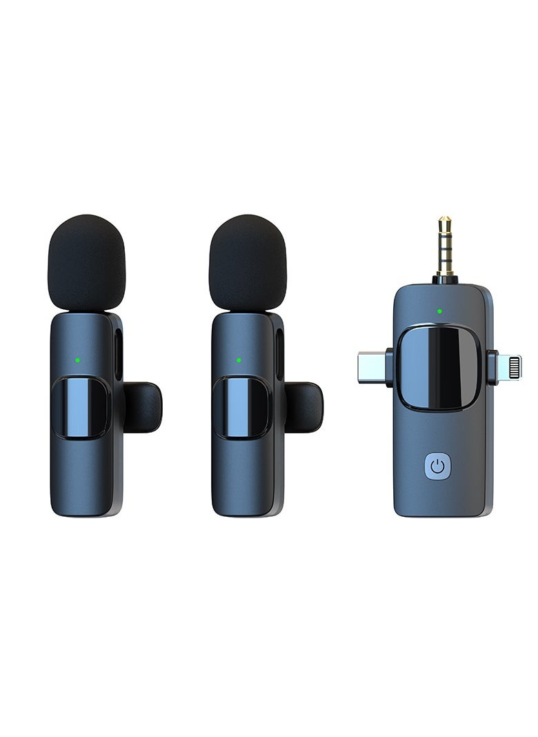 Generic - 3-in-1 Wireless Lavalier Microphone with Apple, Android, and 3.5mm Compatibility, Real-time Audio Transmission, and Active Noise Cancellation for High-Quality Recording, Livestream, and Multi-Person Interaction - Image 1