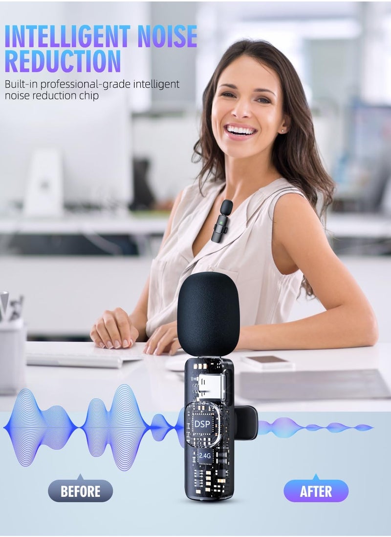 Generic - 3-in-1 Wireless Lavalier Microphone with Apple, Android, and 3.5mm Compatibility, Real-time Audio Transmission, and Active Noise Cancellation for High-Quality Recording, Livestream, and Multi-Person Interaction - Image 1
