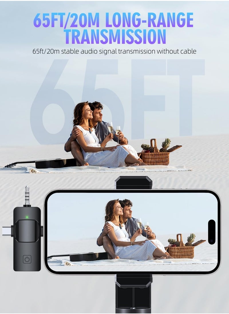 Generic - 3-in-1 Wireless Lavalier Microphone with Apple, Android, and 3.5mm Compatibility, Real-time Audio Transmission, and Active Noise Cancellation for High-Quality Recording, Livestream, and Multi-Person Interaction - Image 1