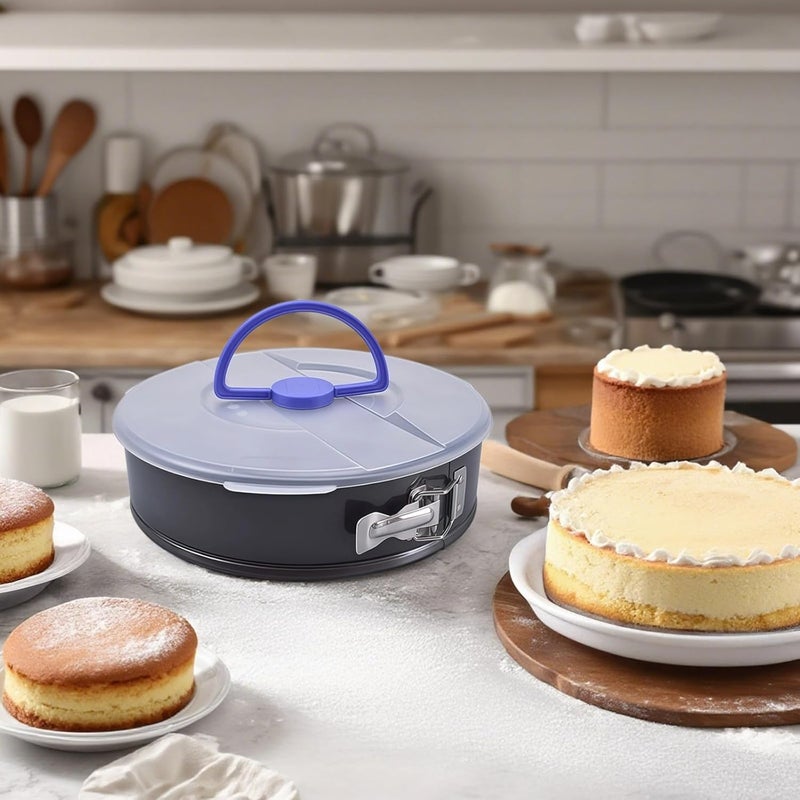 10 In Cake Pan - Removable Bottom, Non-Stick Design With Handle And Airtight Lid, Best For Cheesecake And Baking - Image 3
