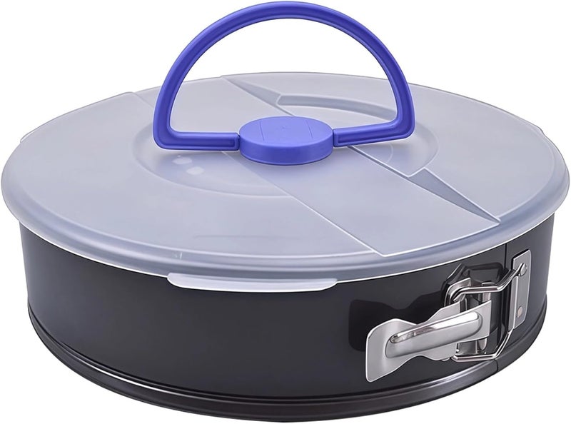 10 In Cake Pan - Removable Bottom, Non-Stick Design With Handle And Airtight Lid, Best For Cheesecake And Baking - Image 1