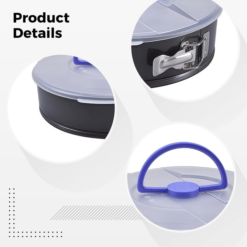 10 In Cake Pan - Removable Bottom, Non-Stick Design With Handle And Airtight Lid, Best For Cheesecake And Baking - Image 2