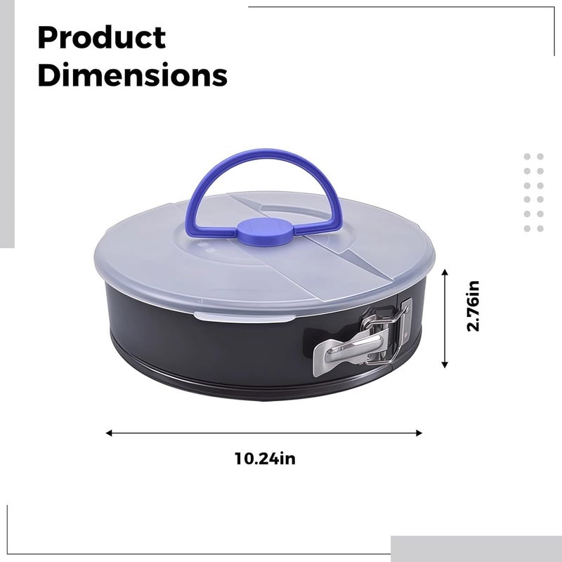 10 In Cake Pan - Removable Bottom, Non-Stick Design With Handle And Airtight Lid, Best For Cheesecake And Baking - Image 4