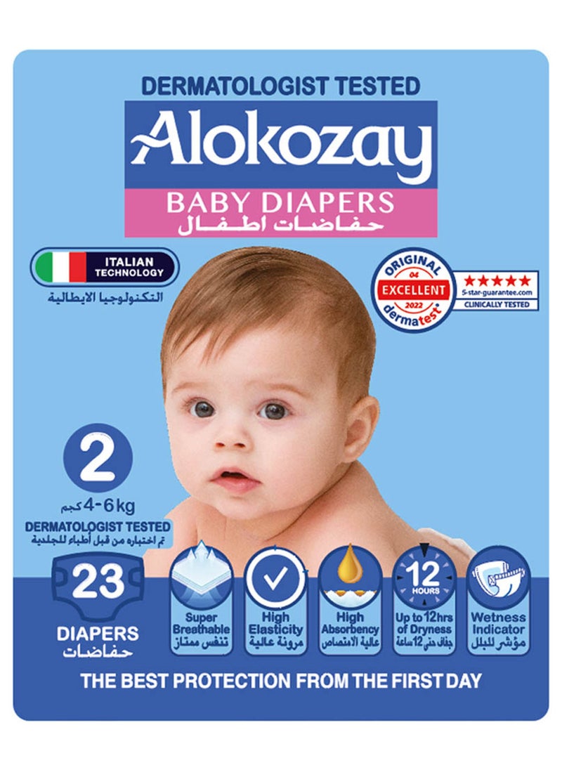 Alokozay Premium Baby Diapers 4 6Kg Size 2 23 Pcs  - Image 1