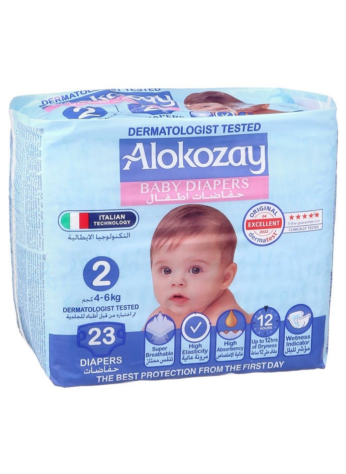 Alokozay Premium Baby Diapers 4 6Kg Size 2 23 Pcs  - Image 2