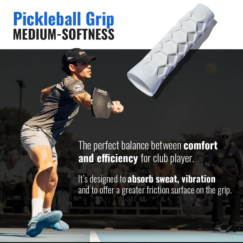 Hesacore Pickleball Paddle Grip - 5.25in - Regular Feel - Supports Tennis Elbow, Enhances Grip Strength, Reduces Vibration with Finger Support and Anti-Sweat - Medium - Image 5