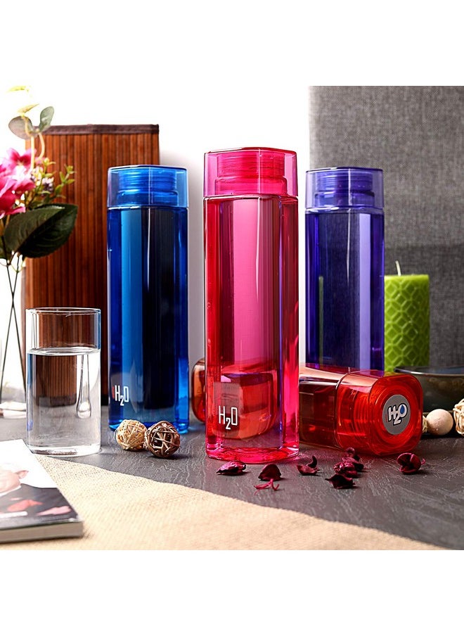 Cello - H2O Squaremate Plastic Water Bottle | Lid Is Sealed By A Silicone Ring | Leak Proof & Break-Proof |Best Usage For Office/School/College/Gym/Picnic/Home/Fridge | 1 Liter | Assorted, Set Of 4 - Image 1
