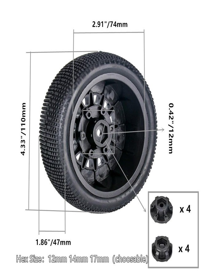 RCJTCQX 12mm/14mm Hex RC Tires and Wheels for 1/10 Slash 4X4 / Senton - Image 3