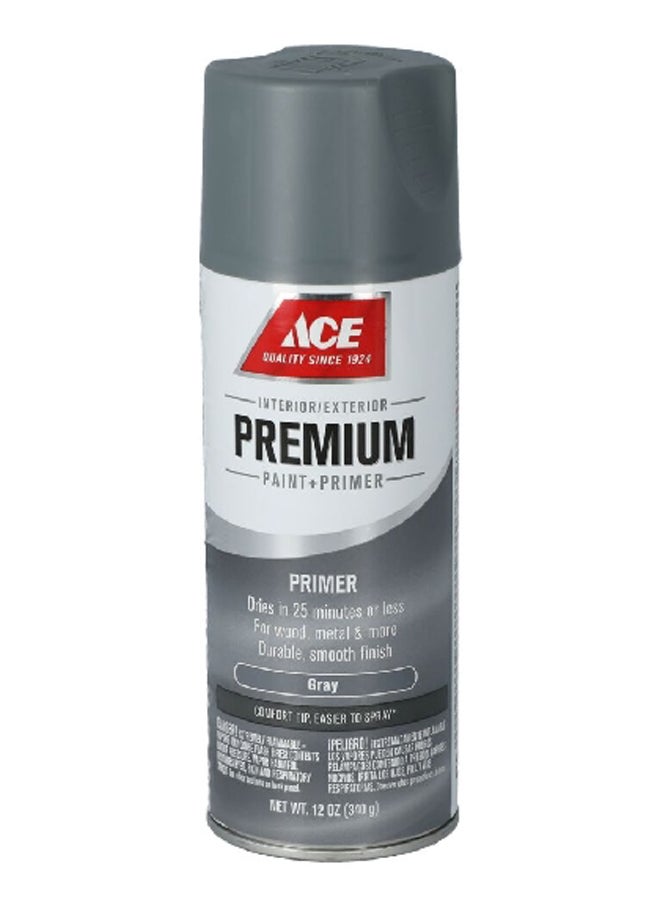 ACE Premium Paint Plus Primer Superb Coverage Smooth Enamel Primer Spray Paint Grey 12 oz 17031  - Image 1