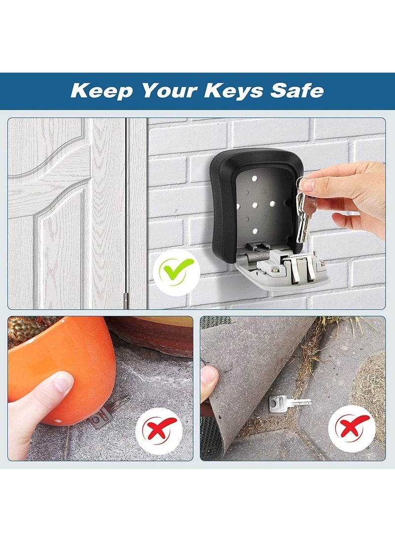 Security Key Lock Box, 4 Digit Metal Outdoor Safe Key Box, Weatherproof Lock box for House Key, Resettable Code, for Outdoor and Indoor