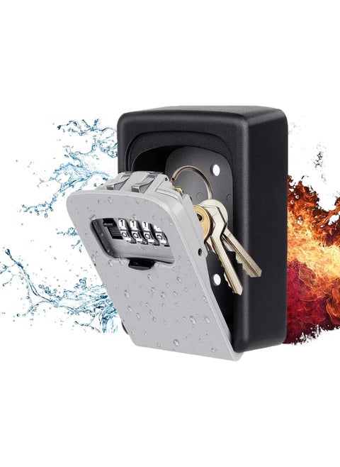 Security Key Lock Box, 4 Digit Metal Outdoor Safe Key Box, Weatherproof Lock box for House Key, Resettable Code, for Outdoor and Indoor