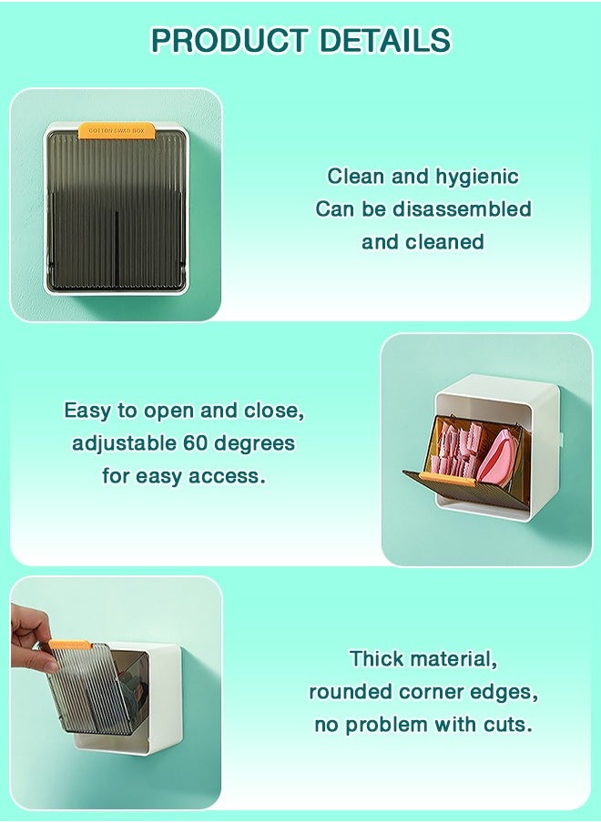 Multifunctional Storage Box, Durable Cotton Swab Box, Open-lid Design, Waterproof and Dustproof, Removable for Cleaning