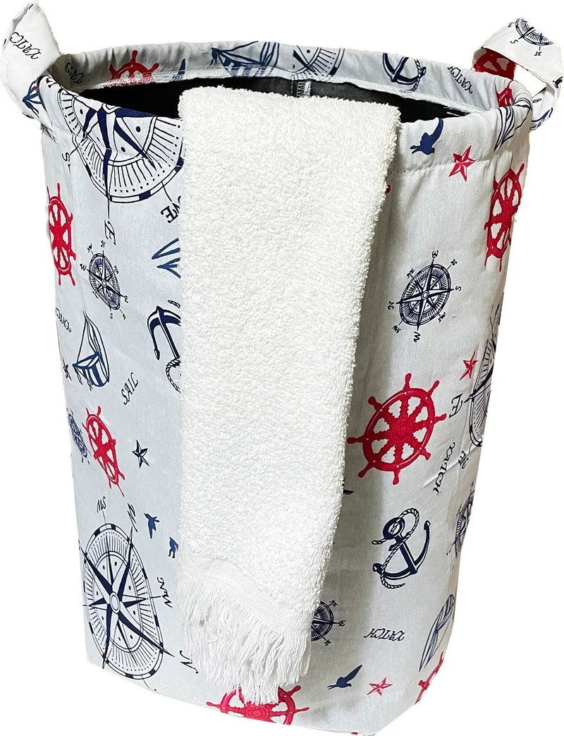Vip Home Concept Vip Laundry Basket Double Layer Fabric Foldable Basket-Marin