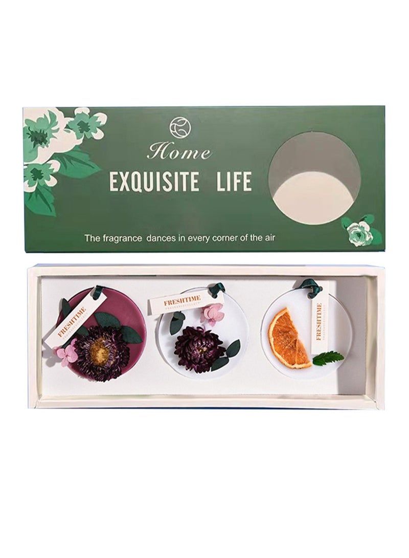 3Pcs Aromatherapy Tablets Wax, Long-Lasting Preserved Flower-Scented Sachets for Wardrobe Drawer Bedroom- Round  - Image 1
