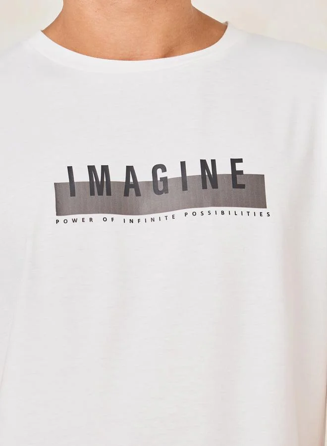 Styli Imagine Slogan Print T-Shirt & Shorts Set