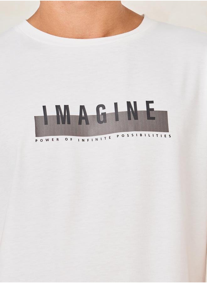 Styli - Imagine Slogan Print T-Shirt & Shorts Set - Image 1