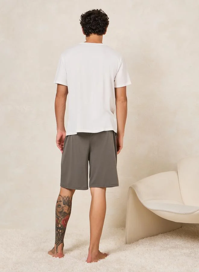 Styli Imagine Slogan Print T-Shirt & Shorts Set
