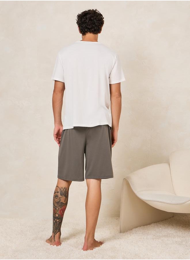 Styli - Imagine Slogan Print T-Shirt & Shorts Set - Image 1
