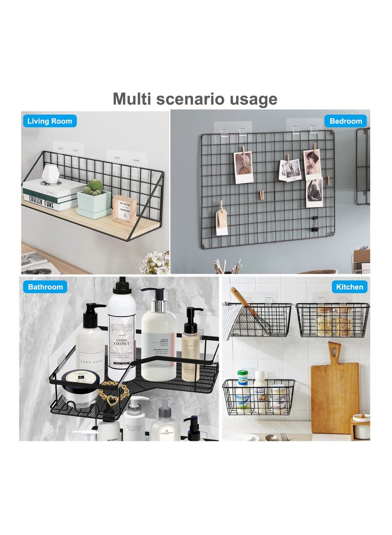 Shower Caddy Adhesive Replacement Sticker Flat Hook Adhesive Shower Caddy Hooks Flat Hook Flat Shower Caddy Hooks Transparent Strong Hook for Bathroom Shower Organizer Hanging Kitchen 8 Pack - Image 4