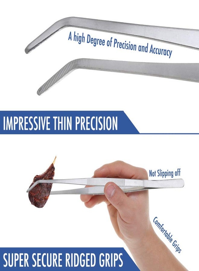 COMFECTO 12 Inch Kitchen Long Tweezers Tongs, Cooking Tweezers Stainless Steel, Ideal for Meat Pasta Plating Pinching Delicate Small Pieces of Food - Image 3