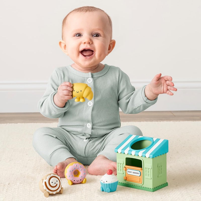 Itzy Ritzy Put & Take Activity Toy â€“ Spill & Fill Includes 4 Squeezable Pieces for Infants & Toddlers â€“ Great for Sorting, Imaginative Play & Sensory Engagement (Bakery) - Image 2
