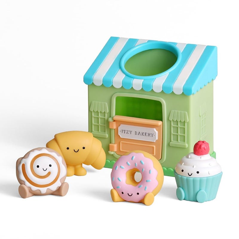 Itzy Ritzy Put & Take Activity Toy â€“ Spill & Fill Includes 4 Squeezable Pieces for Infants & Toddlers â€“ Great for Sorting, Imaginative Play & Sensory Engagement (Bakery) - Image 1