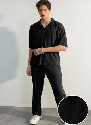 Limited Edition Black / Wide Leg Textured Wrinkle-Free Hidden Drawstring One Piece Sweatpants TMNSS23EA00013 - pzsku/Z5C1EBBDDF14088FA2A7FZ/45/_/1739718399/95037651-d7a9-44f2-89b7-77d50a6abee5