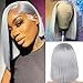 Smartinnov Grey Bob Wigs Human Hair 13x4 Lace Front Wigs Glueless Brazilian Remy Hair Straight for Women 8 Inch Pre Plucked Natural Hairline 180% Density Grey HD Lace Frontal Short Bob Wigs - Image 3