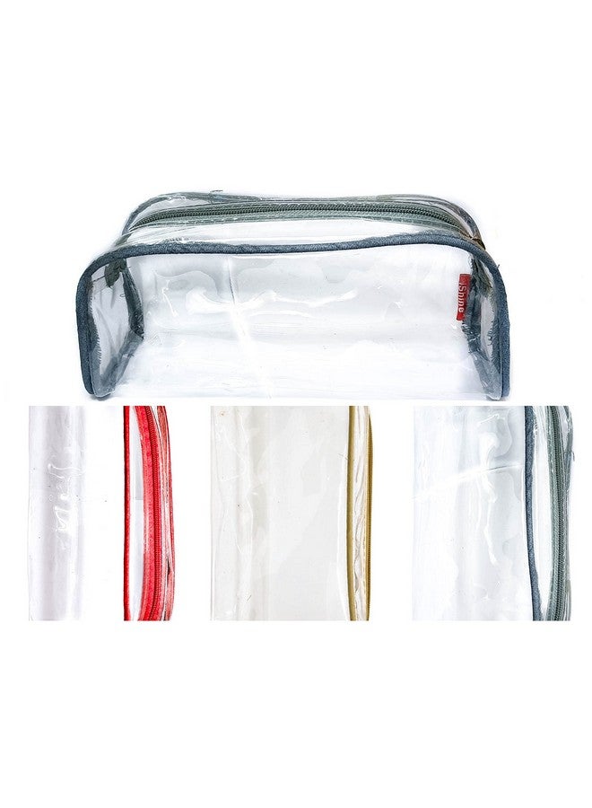 iShine Multipurpose Travel Morning Zipper Pouch for Men and Women(Transparent, Clear) - Medium (Pack of 4, Assorted) - Image 1