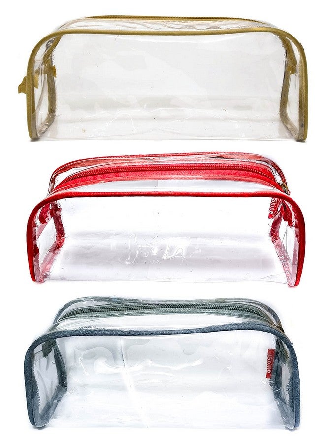 iShine Multipurpose Travel Morning Zipper Pouch for Men and Women(Transparent, Clear) - Medium (Pack of 4, Assorted) - Image 2