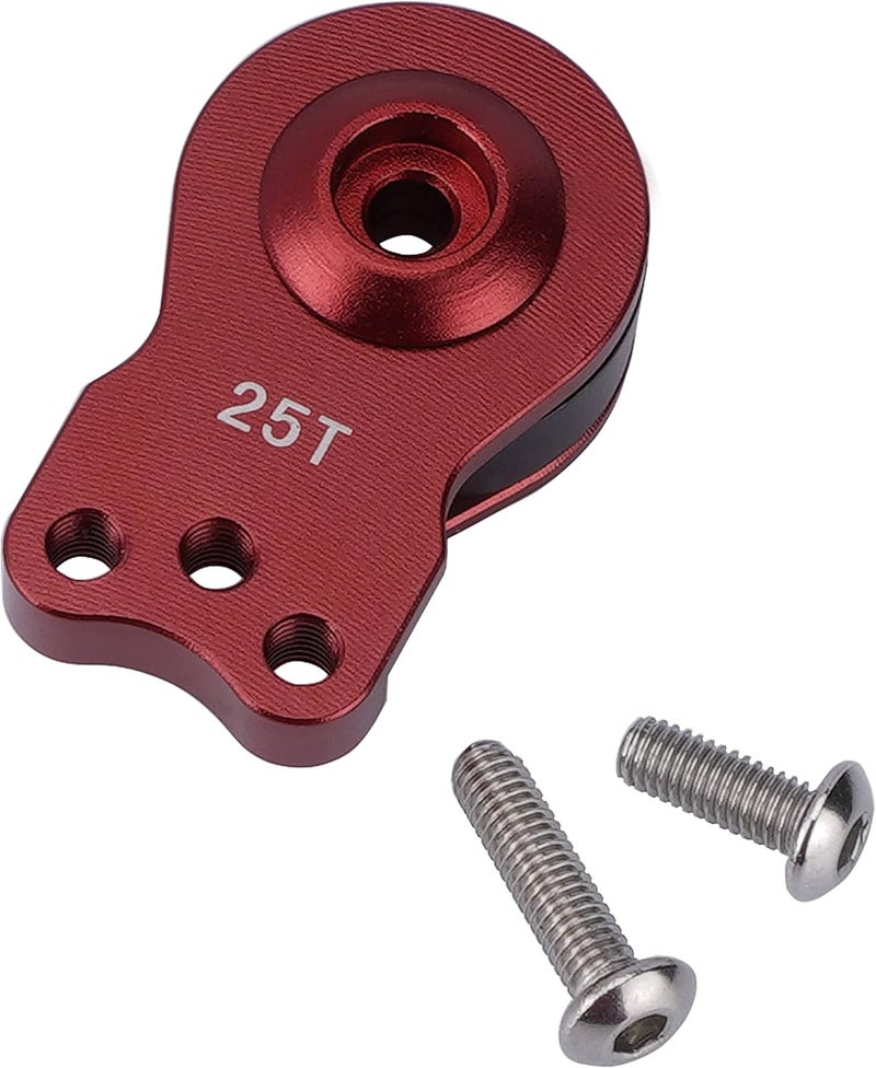 DJX Aluminum 25T Servo Saver 3 Holes Adjustable Hi-Torque Servo Horn for 1/8 1/10 Remote Control Car Boat (Red) - Image 1