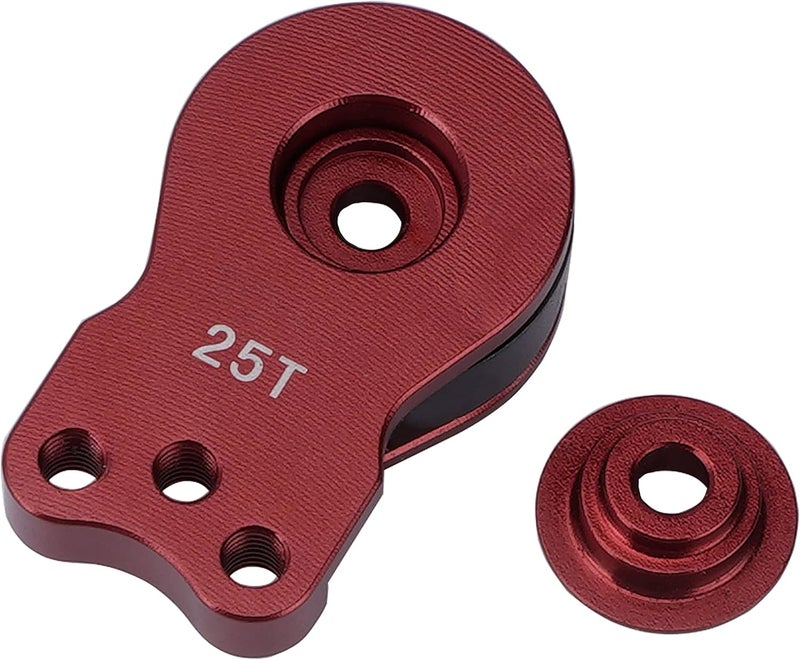 DJX Aluminum 25T Servo Saver 3 Holes Adjustable Hi-Torque Servo Horn for 1/8 1/10 Remote Control Car Boat (Red) - Image 3